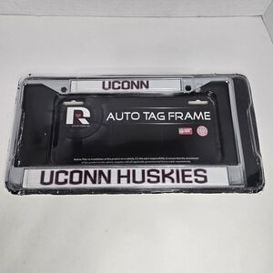 UConn Huskies NCAA License Plate Frame Rico Industries New Sealed Chrome Finish